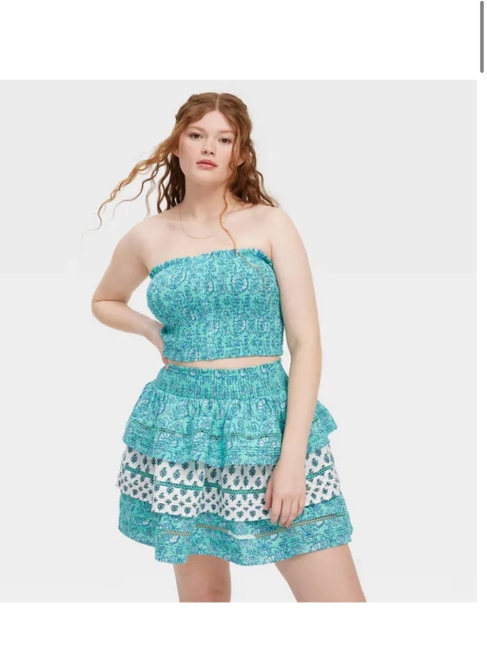 Roller Rabbit x Target Women's Garden Floral Smocked Peplum Tank Top and skirt